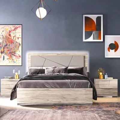 Laura Oak Grain Effect Bed Frame - Grey