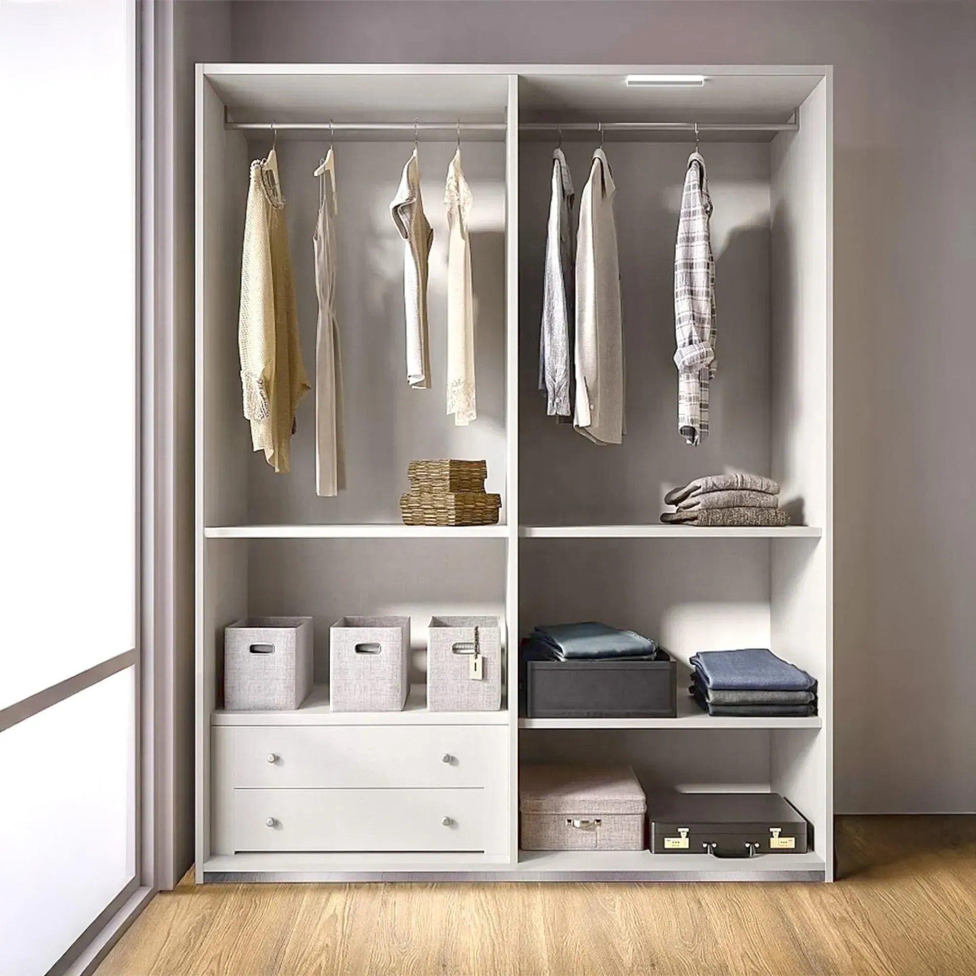 Laura Oak Grain Effect Wardrobe - Grey
