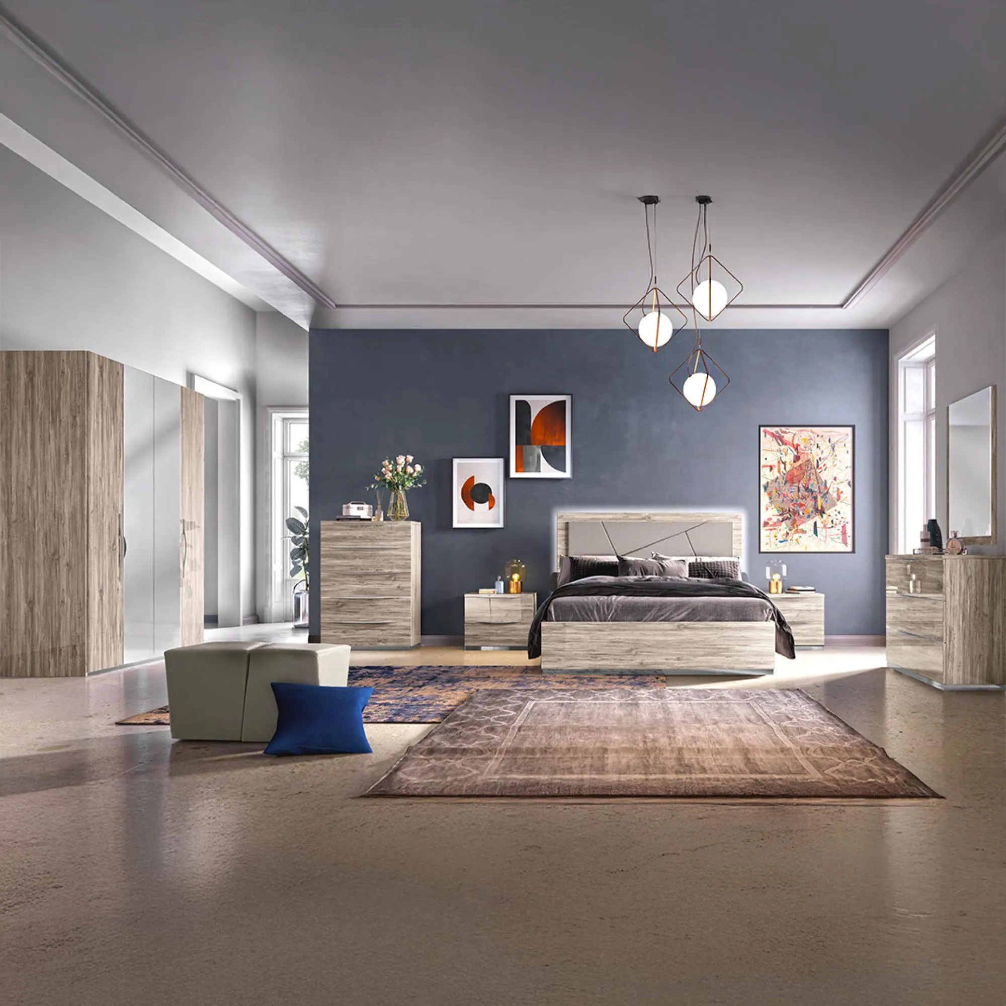 Laura Oak Grain Effect Wardrobe - Grey