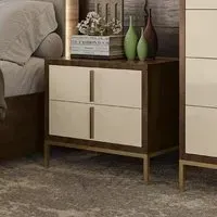 Meridian 2 Drawer Bedside Cabinet - Cream, Walnut