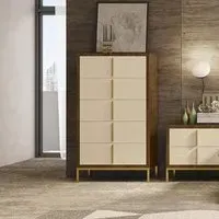 Meridian 5 Drawer Chest - Cream, Walnut