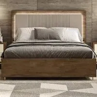 Meridian Italian Fabric Headboard Bed - Brown
