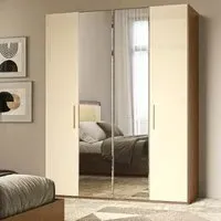 Meridian Italian Wardrobe - Cream, Walnut