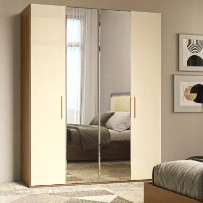Meridian Italian Wardrobe - Cream, Walnut image