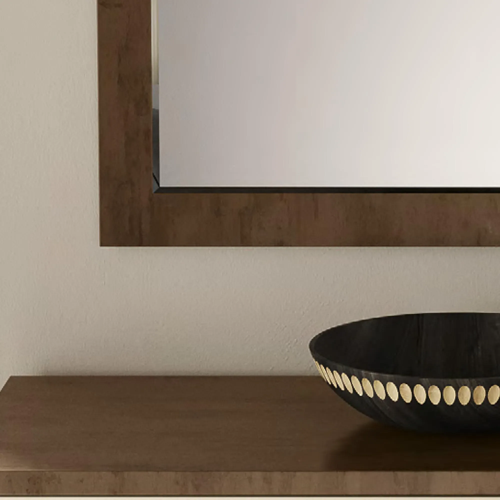 Meridian Square Wall Mirror - Brown, Italian Walnut