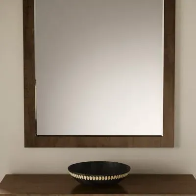 Meridian Square Wall Mirror - Brown, Italian Walnut image