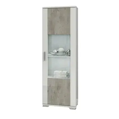 Messina 1 Door Display Cabinet LHF with LED - White, Grey image