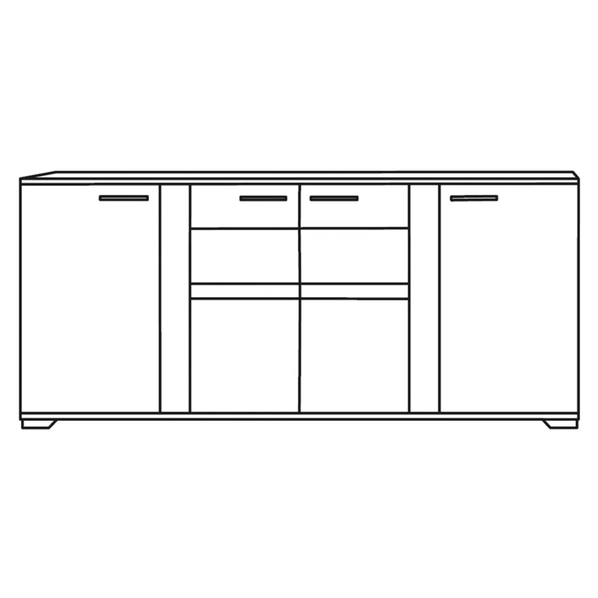 Messina 4 Door Sideboard with LED Light - White, Particle Wood