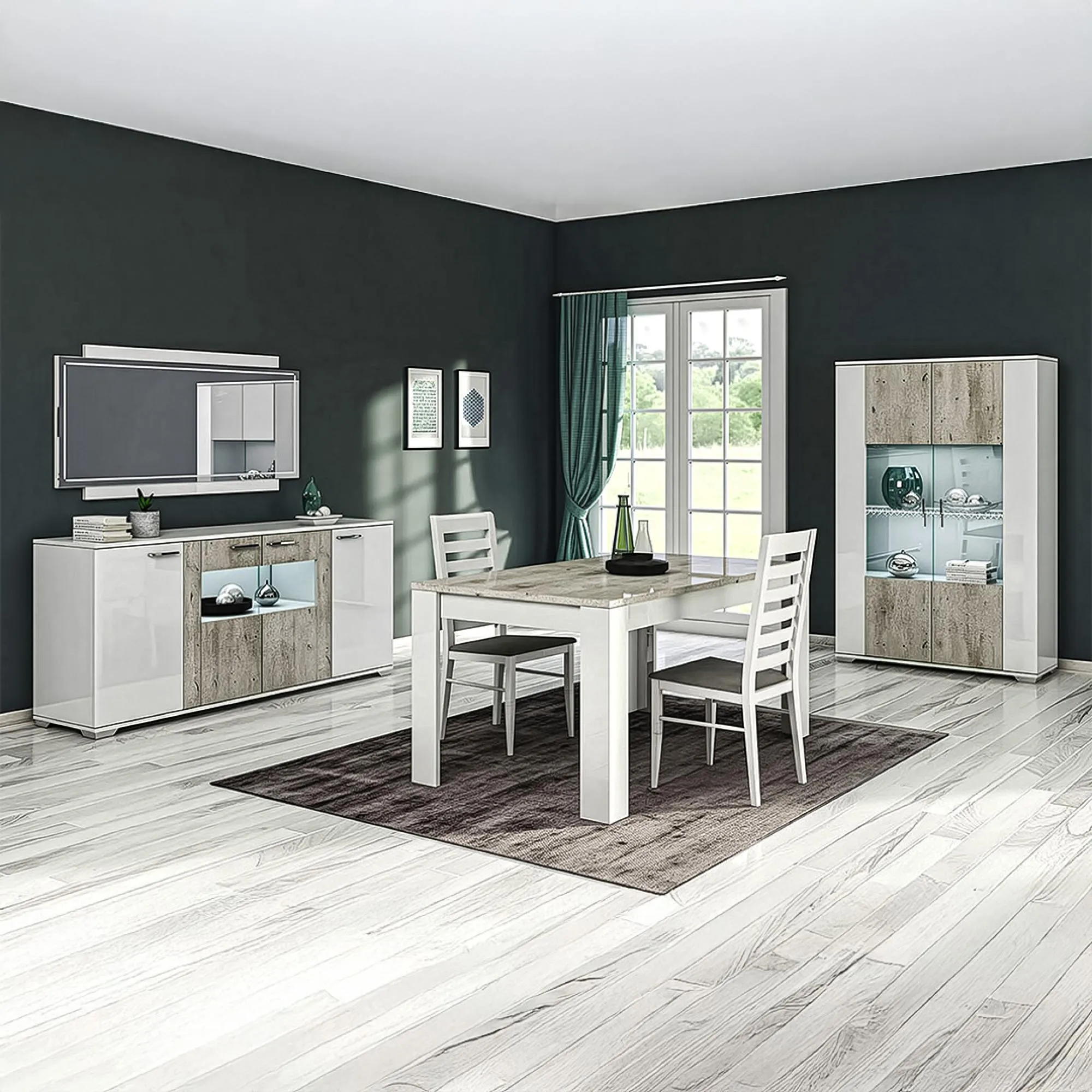 Messina 6 Seater Dining Table - White, Particle Wood