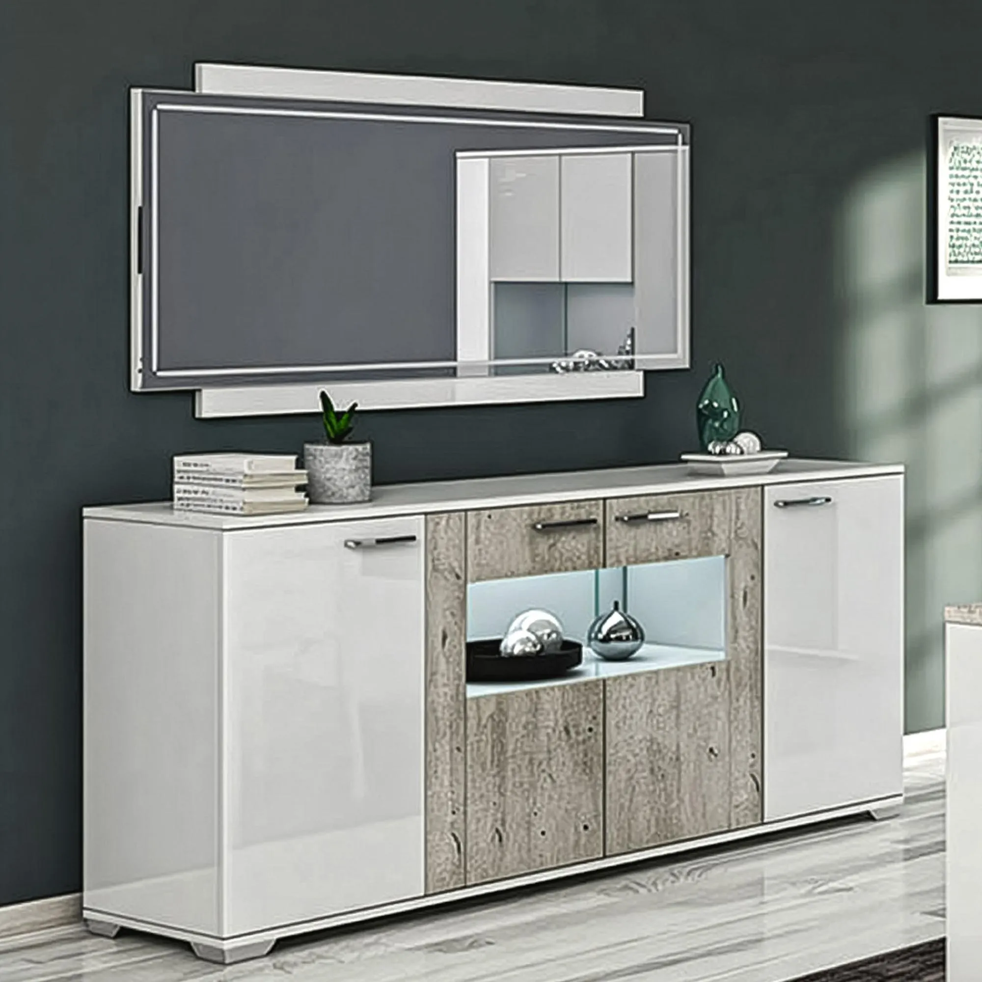 Messina Rectangular Wall Mirror - White Lacquered