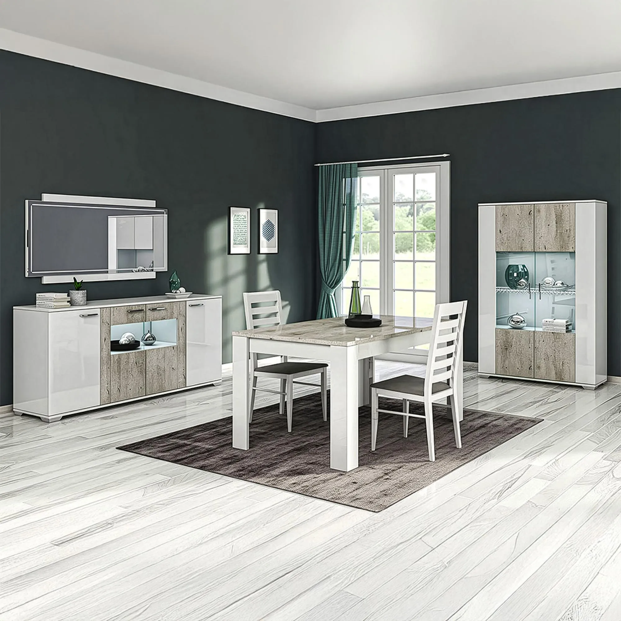 Messina Rectangular Wall Mirror - White Lacquered