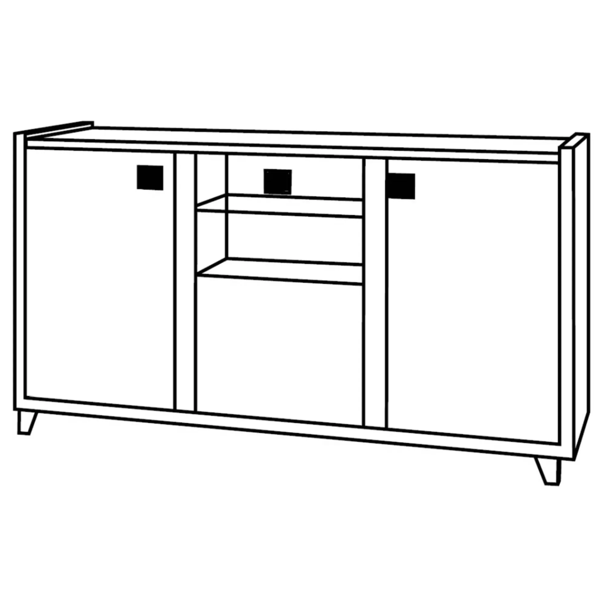 Milo 160cm 3 Door Sideboard with LED - Grey, Particle Wood