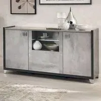 Milo 160cm 3 Door Sideboard with LED - Grey, Particle Wood
