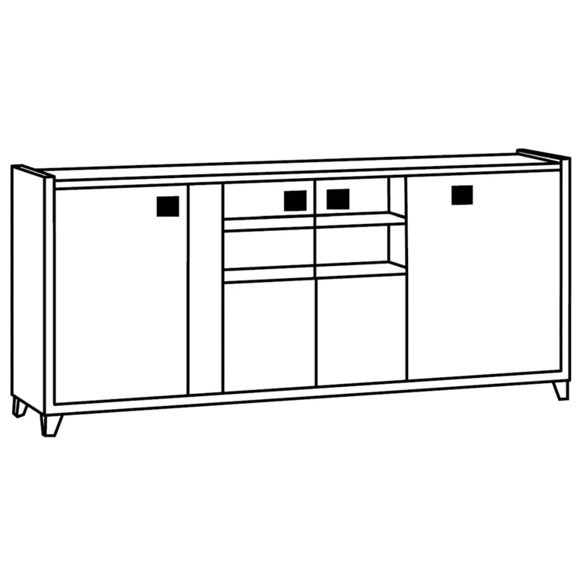 Milo 4 Door Sideboard with LED Light - Grey, Particle Wood