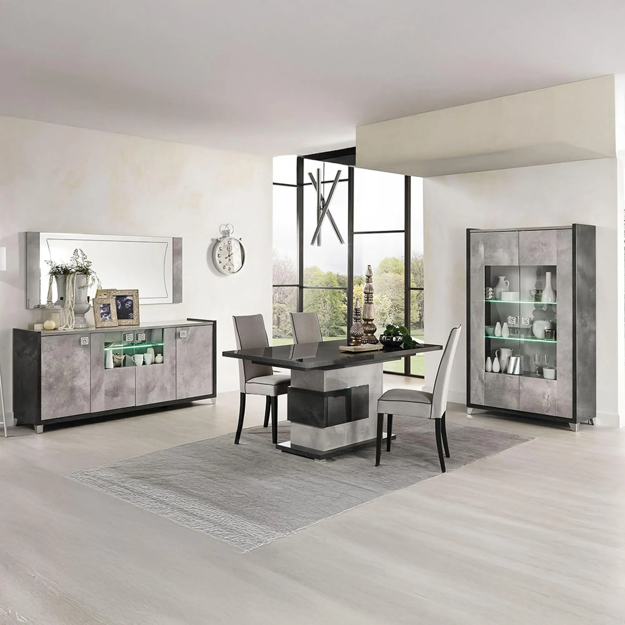 Milo 4 Door Sideboard with LED Light - Grey, Particle Wood