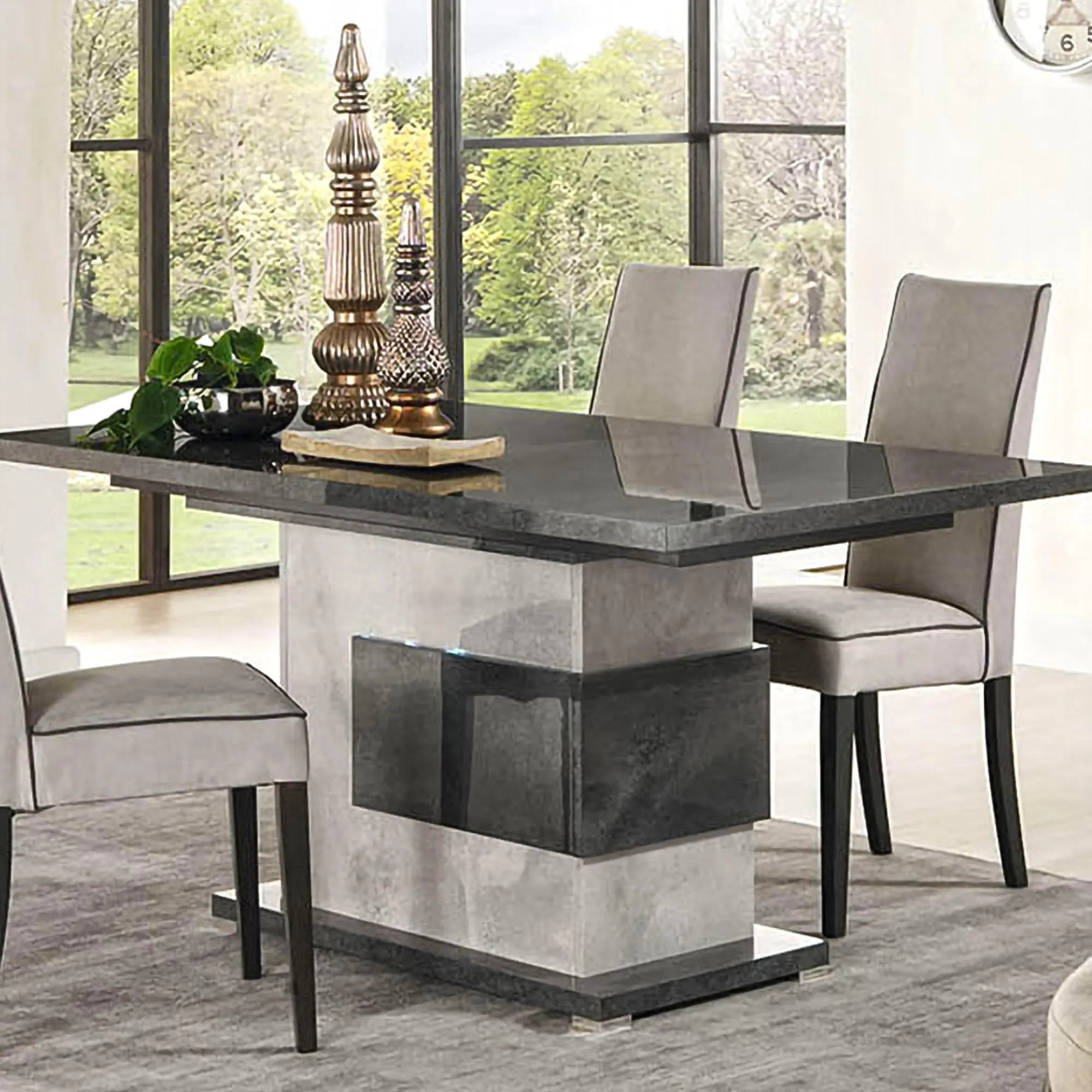 Milo 6-8 Seater Extendable Pedestal Dining Table - Grey