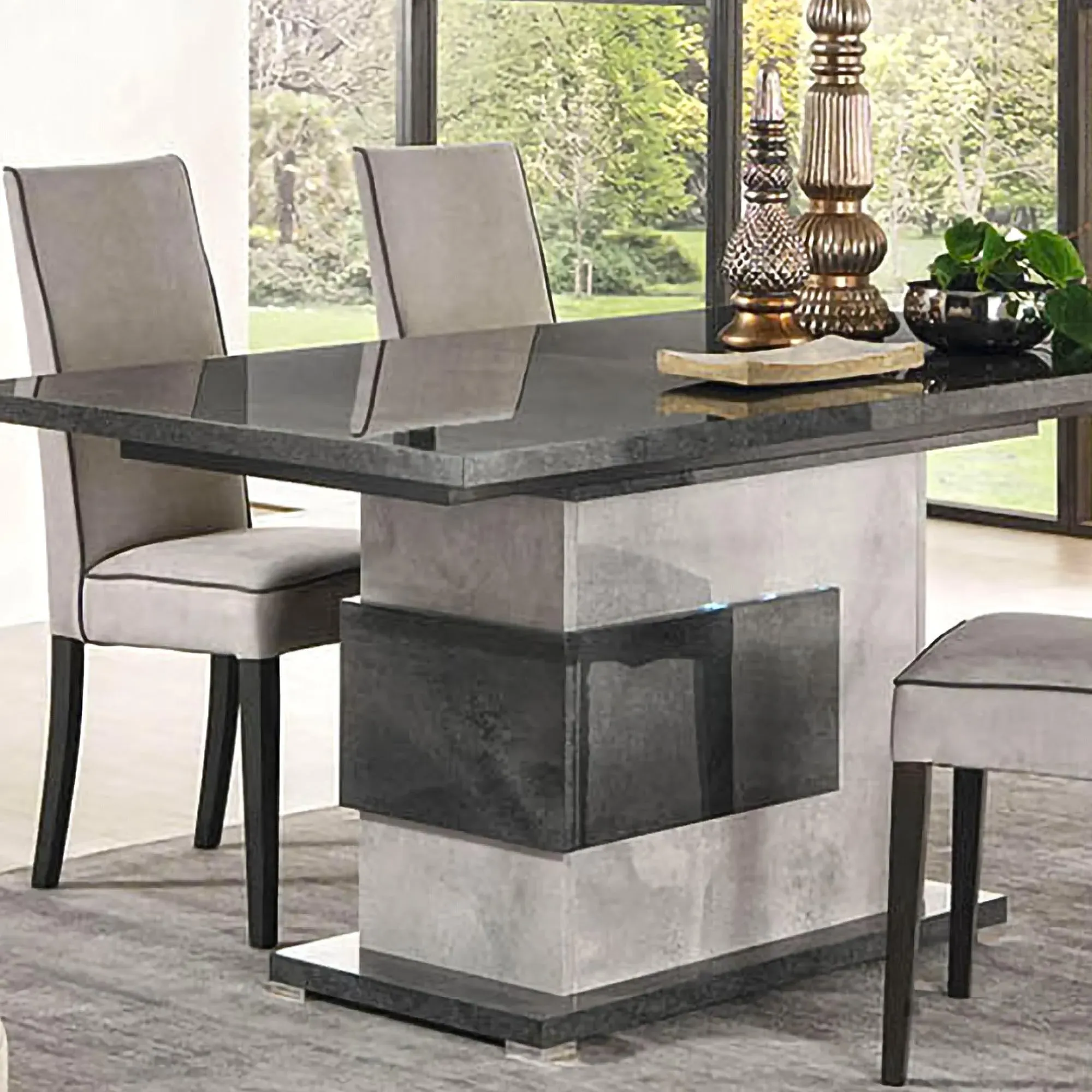 Milo 6-8 Seater Extendable Pedestal Dining Table - Grey
