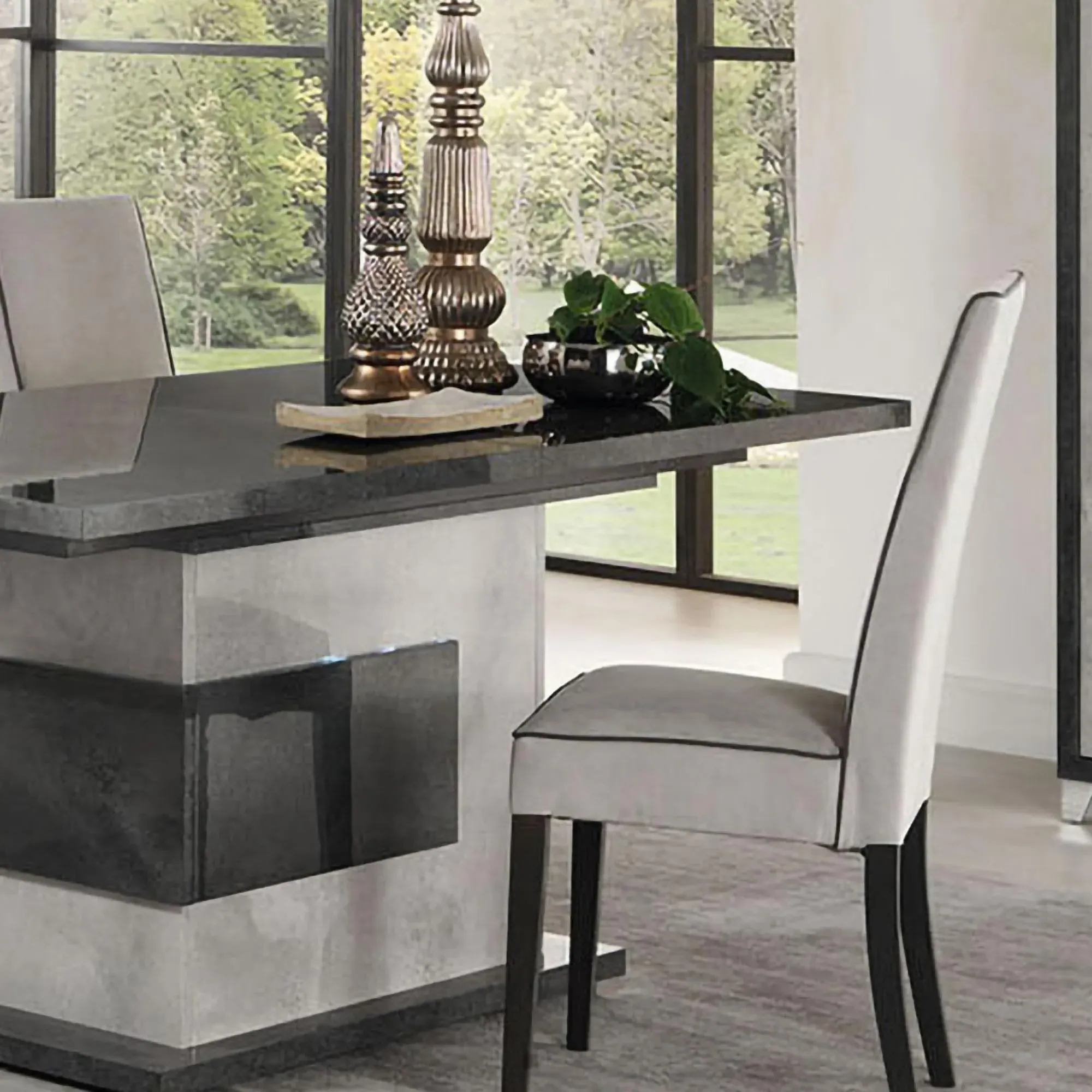 Milo 6-8 Seater Extendable Pedestal Dining Table - Grey