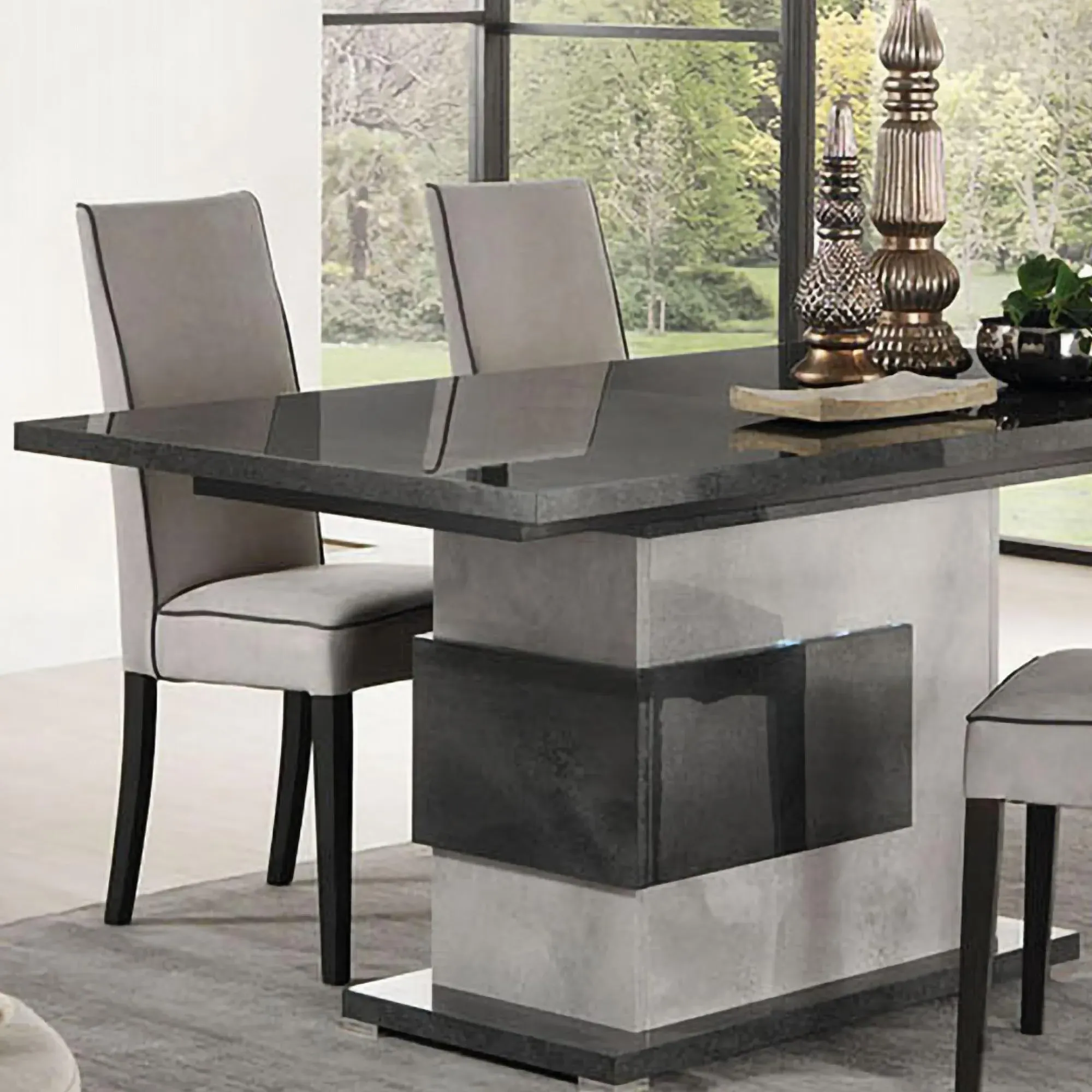 Milo 6-8 Seater Extendable Pedestal Dining Table - Grey