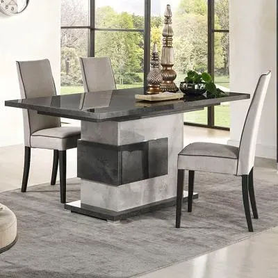 Milo 6-8 Seater Extendable Pedestal Dining Table - Grey