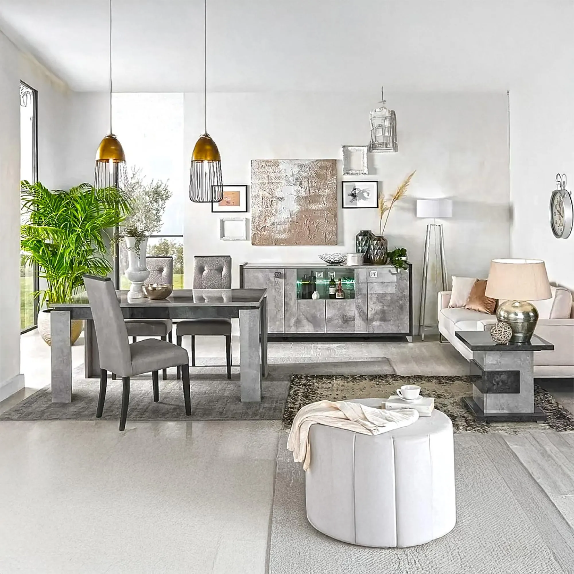 Milo 6-8 Seater Extending Dining Table - Grey, Particle Wood