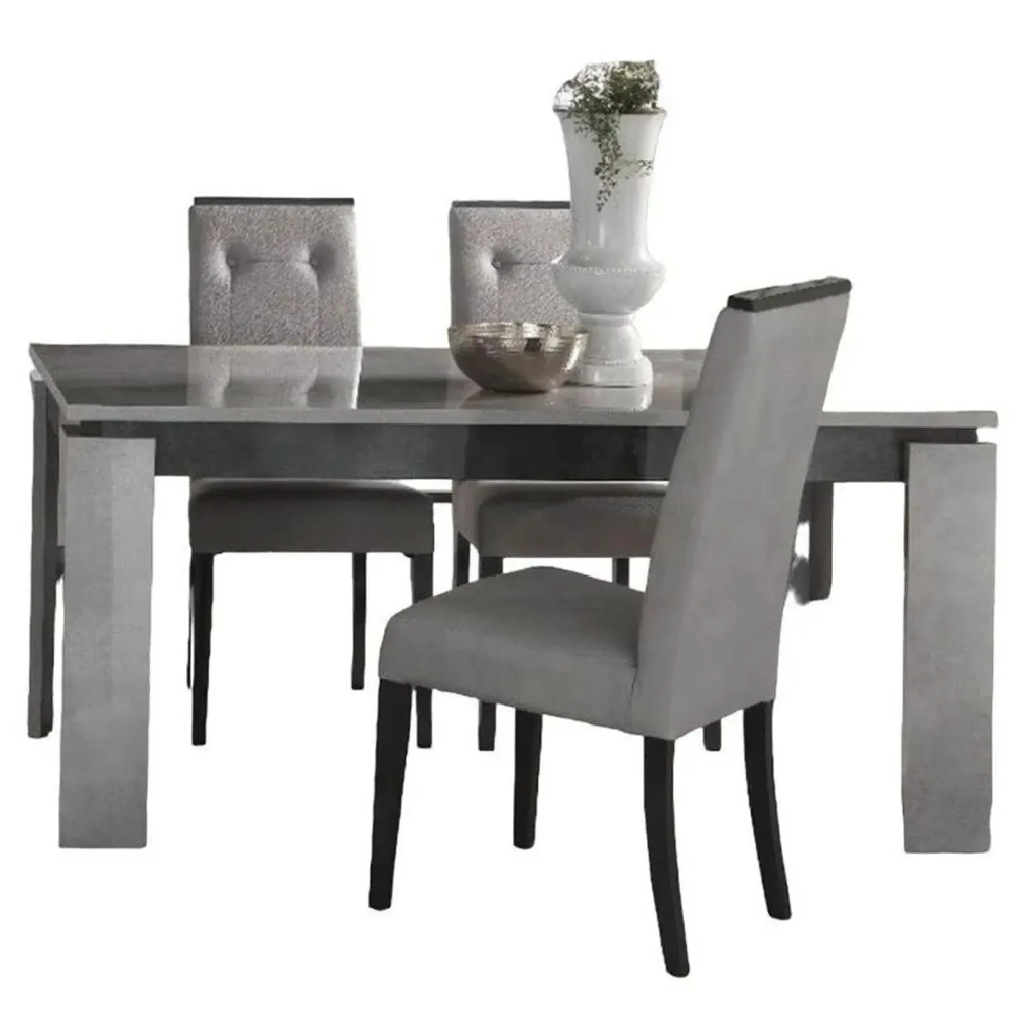 Milo Extending Dining Set with 4 Chairs - Grey Marble