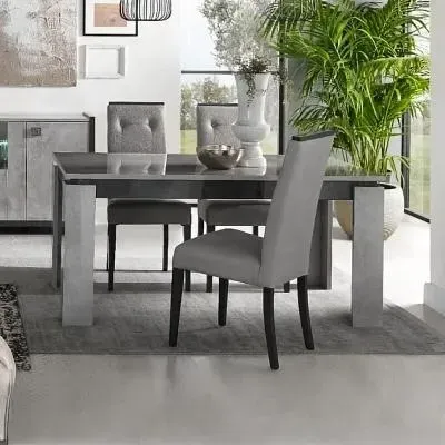 Milo Extending Dining Set with 4 Chairs - Grey Marble image