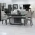 Milo Extending Pedestal Dining Set with 4 Chairs - Grey Marble