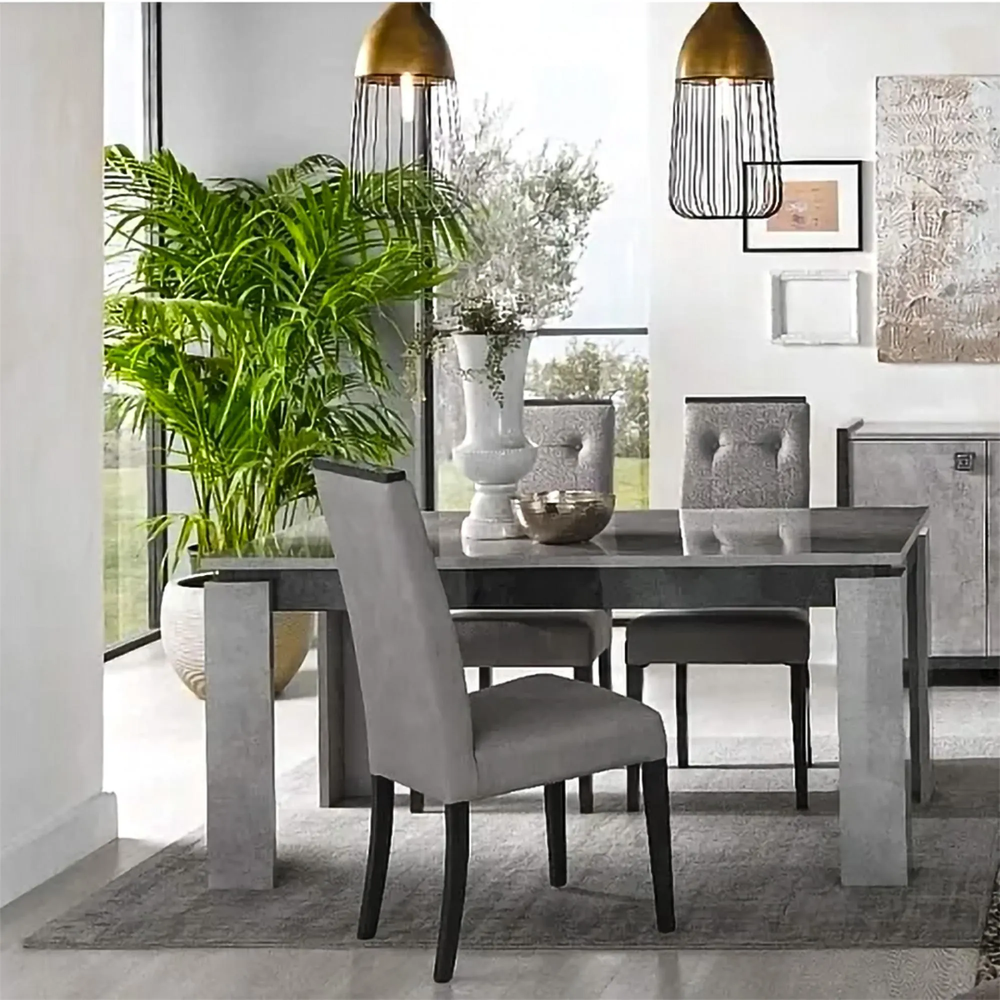 Milo Italian Fabric Dining Chair Set of 2 - Grey