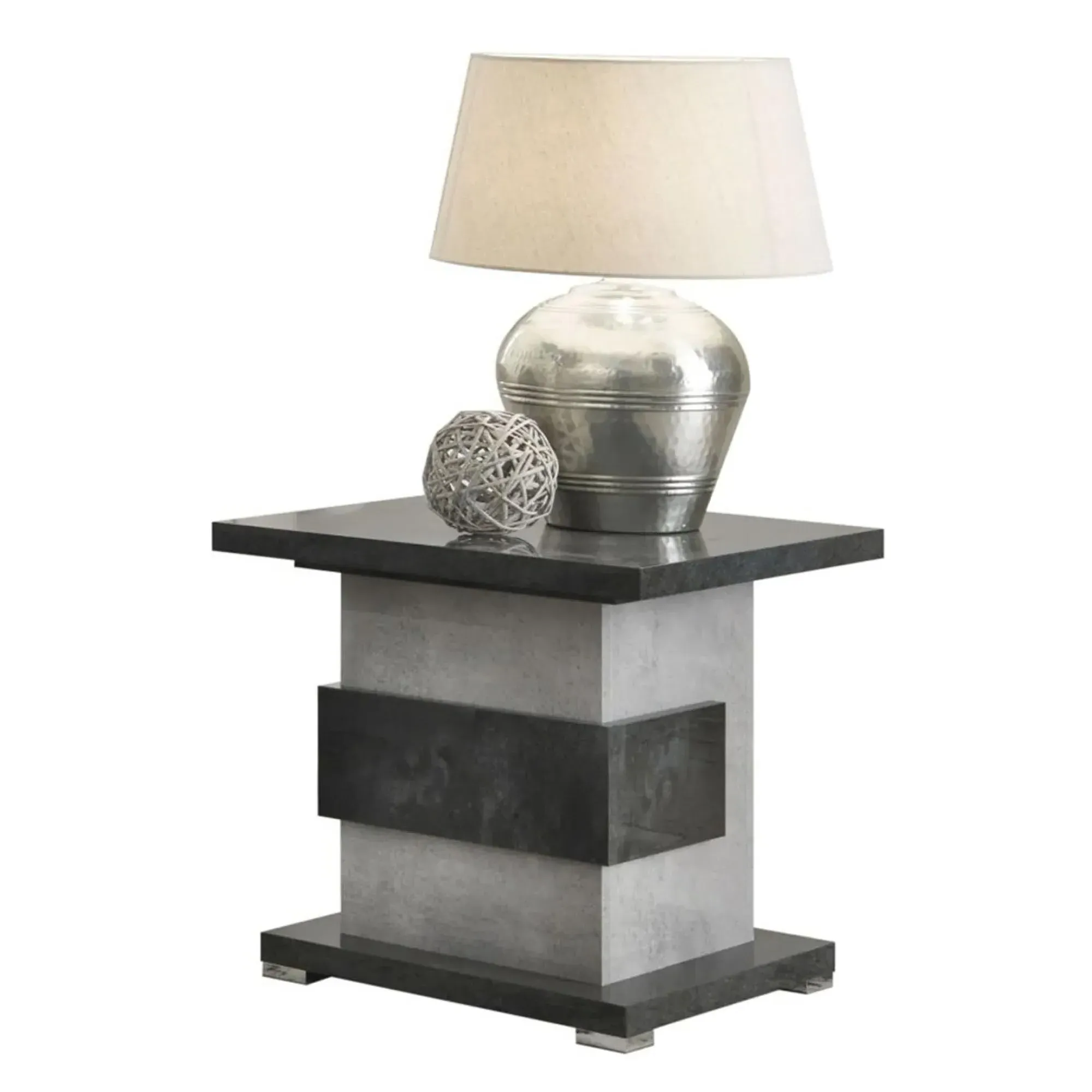 Milo Italian Lamp Table - Grey, Particle Wood
