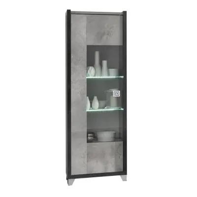 Milo Left-Hinged Display Cabinet with LED - Grey Marble image