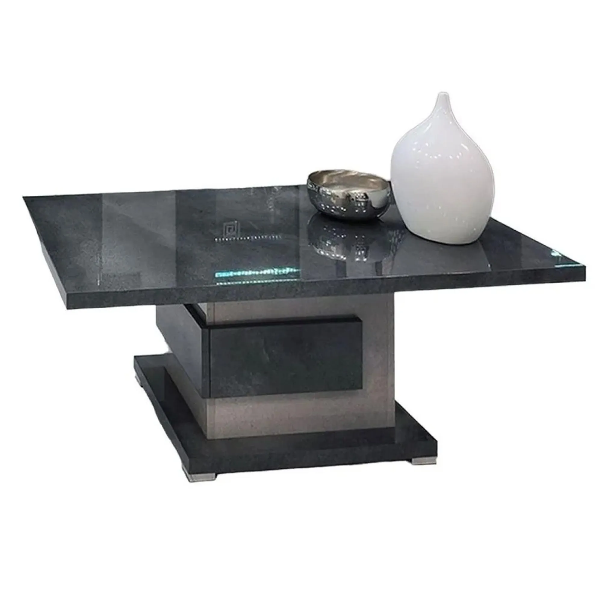 Milo Pedestal Coffee Table - Grey, Particle Wood