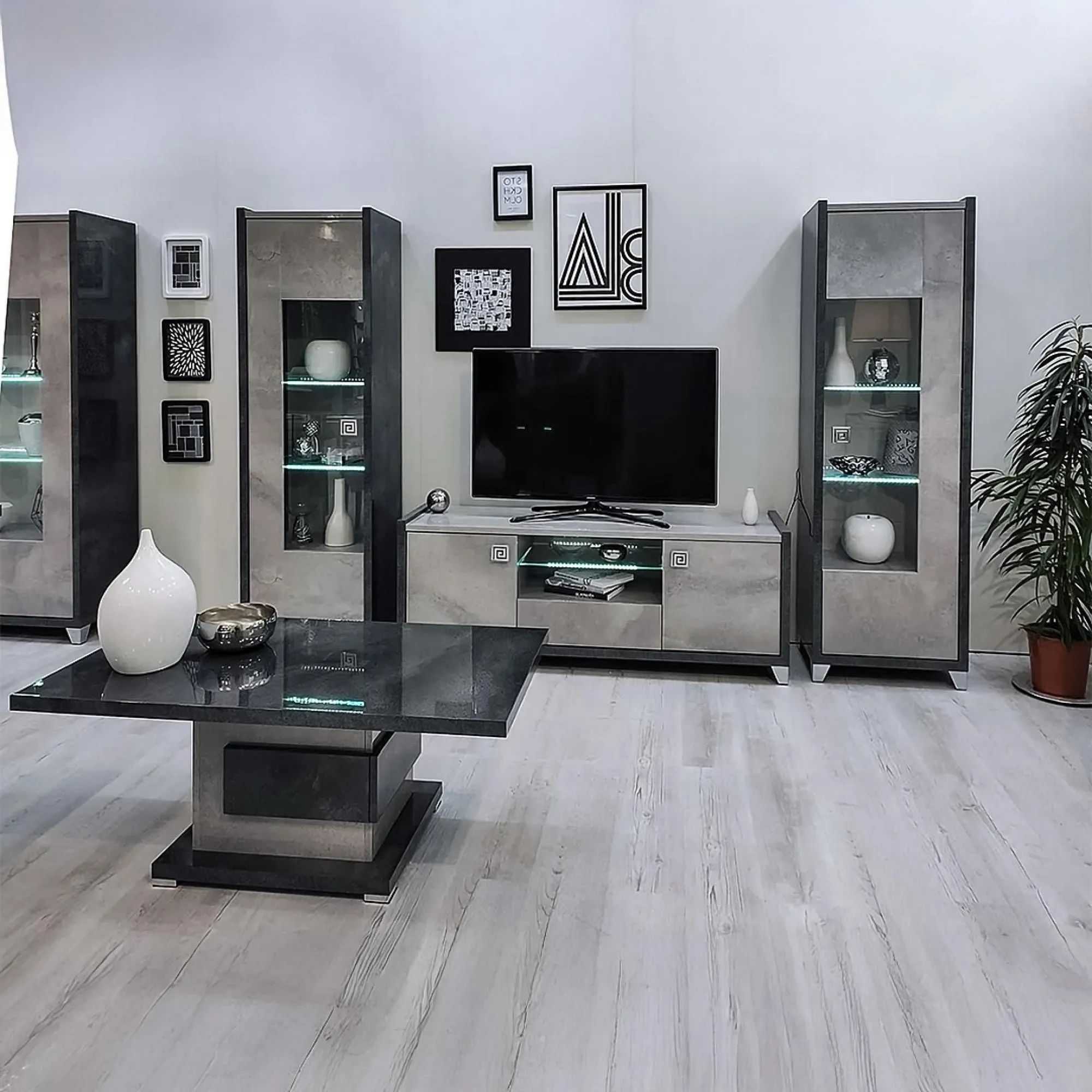 Milo Pedestal Coffee Table - Grey, Particle Wood