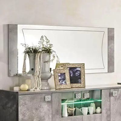Milo Rectangular Wall Mirror - Light Grey, Marble Effect image