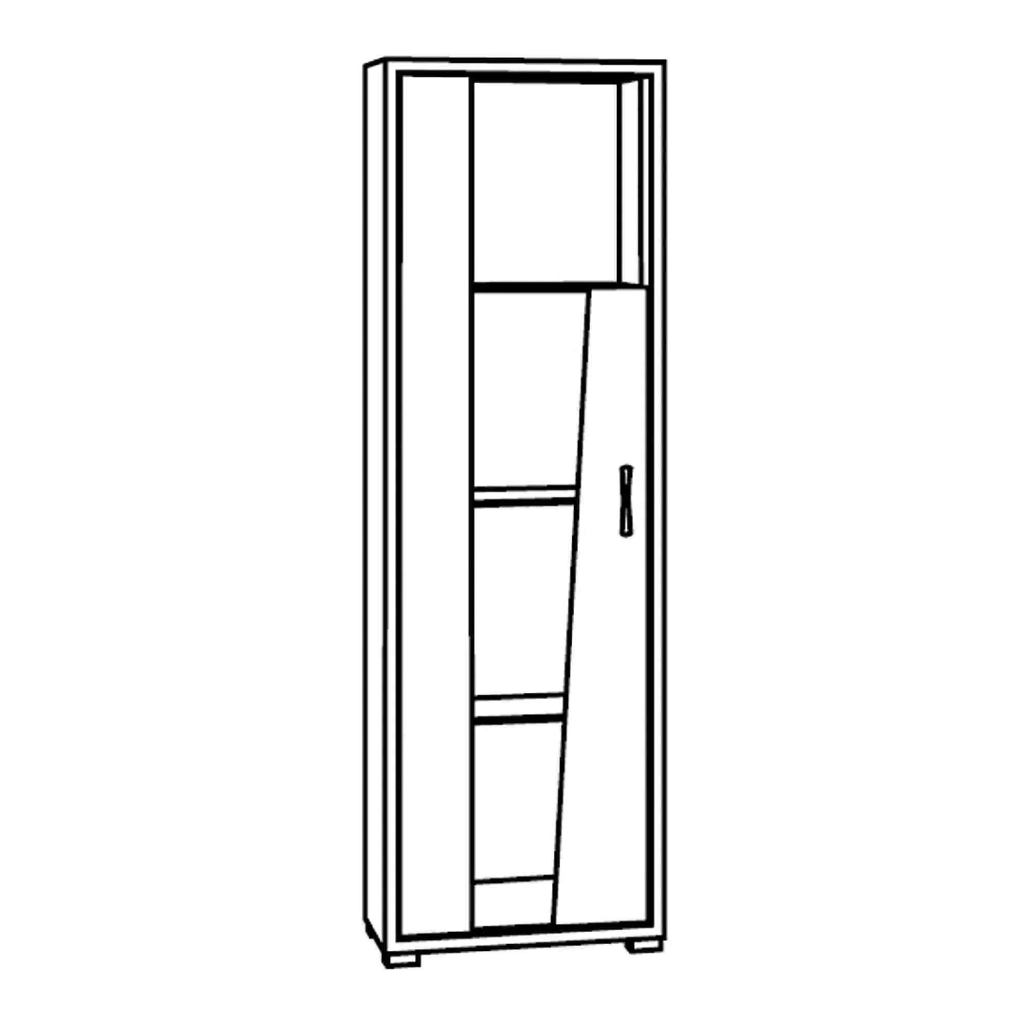 Naro 1 Door Vitrine RHF with LED Light - Dove Grey, Glass