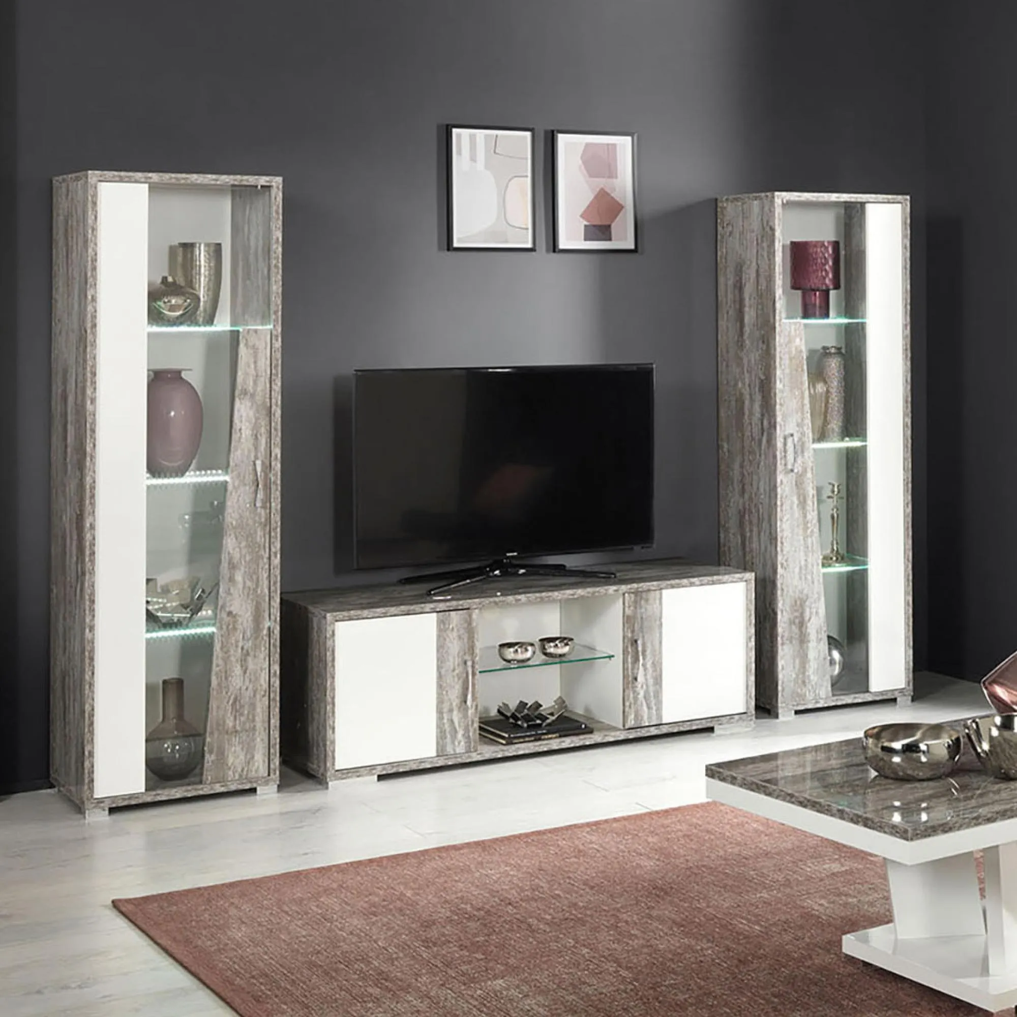 Naro 150cm TV Unit - Dove Grey, Particle Wood