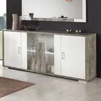 Naro 4 Door Sideboard with LED Light - Dove Grey, Particle Wood