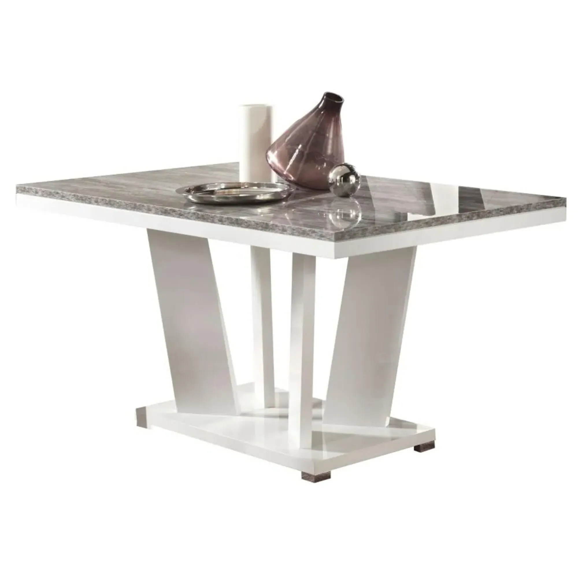 Naro 6-Seater Pedestal Dining Table - Dove Grey, Particle Wood