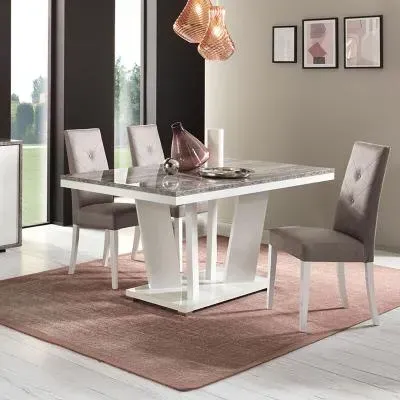 Naro 6-Seater Pedestal Dining Table - Dove Grey, Particle Wood