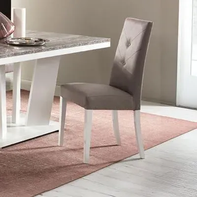 Naro Dining Set with 4 Fabric Chairs - Dove Grey, White