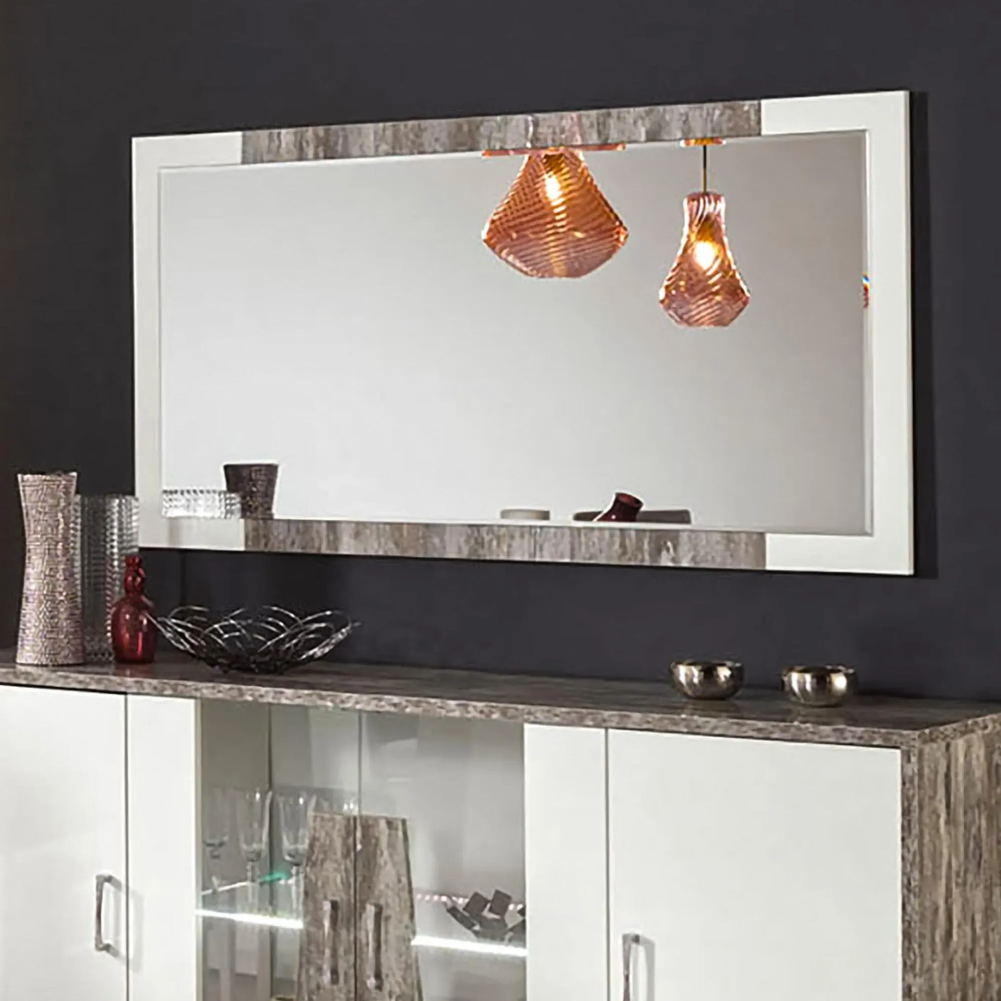 Naro Rectangular Wall Mirror - Dove Grey