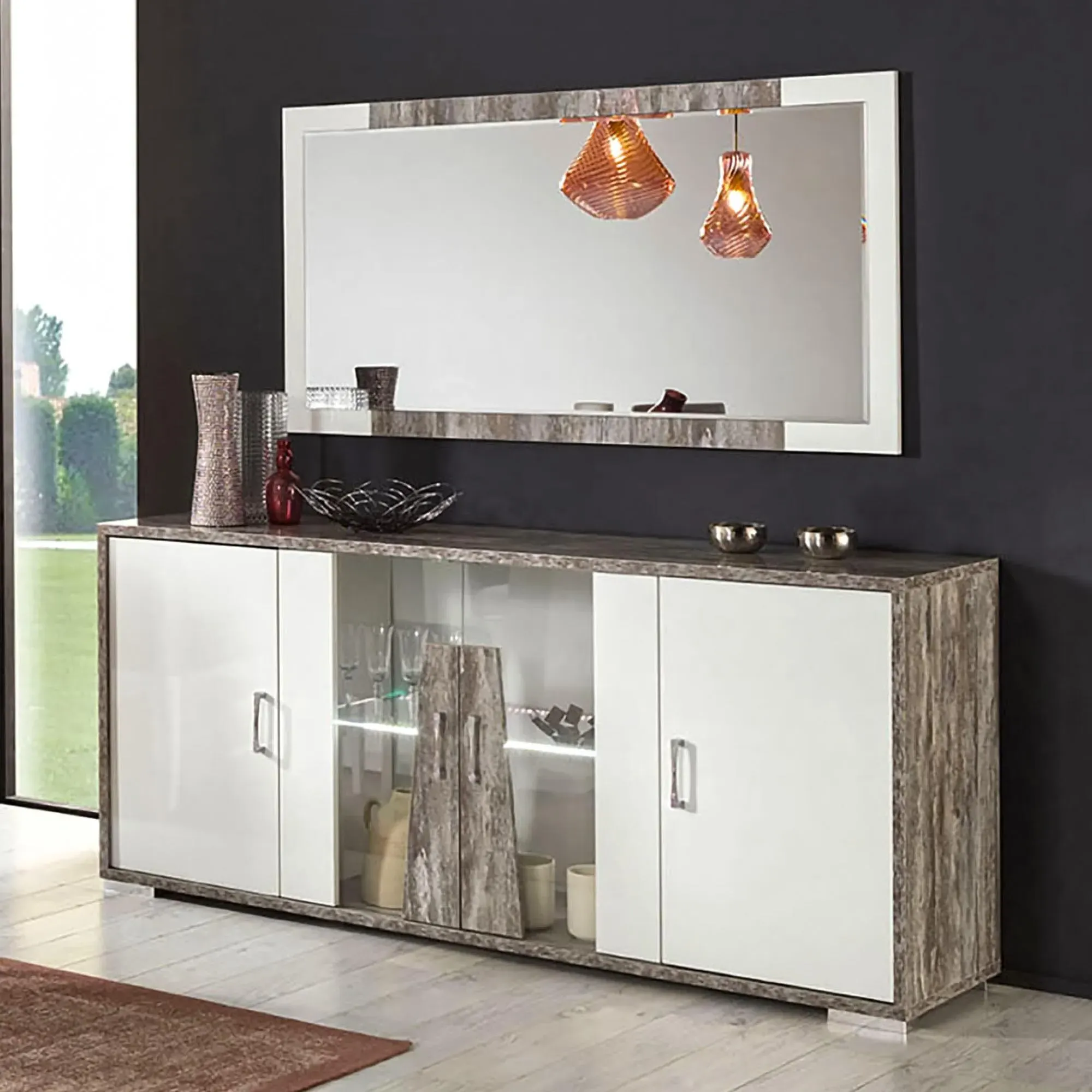 Naro Rectangular Wall Mirror - Dove Grey