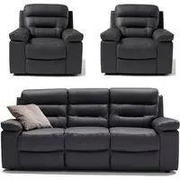 Amalfi 3+1+1 Recliner Sofa Set - Dark Grey, Italian Leather