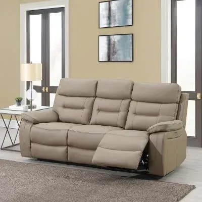 Belgravia 3-Seater Power Recliner Sofa - Taupe, Leather