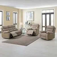 Belgravia 3+1+1 Seater Power Recliner Sofa Set - Taupe, Leather