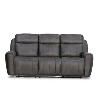 Carlo 3-Seater Power Recliner Sofa - Dark Grey, Leather