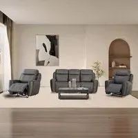 Carlo 3+1+1 Seater Power Recliner Sofa Set - Dark Grey, Leather