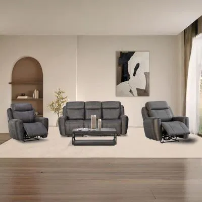 Carlo 3+1+1 Seater Power Recliner Sofa Set - Dark Grey, Leather