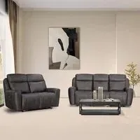Carlo 3+2 Seater Power Recliner Sofa Set - Dark Grey, Leather