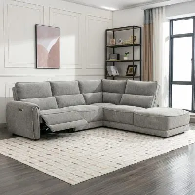 Ellie Corner Chaise Sofa - Light Grey, Fabric image